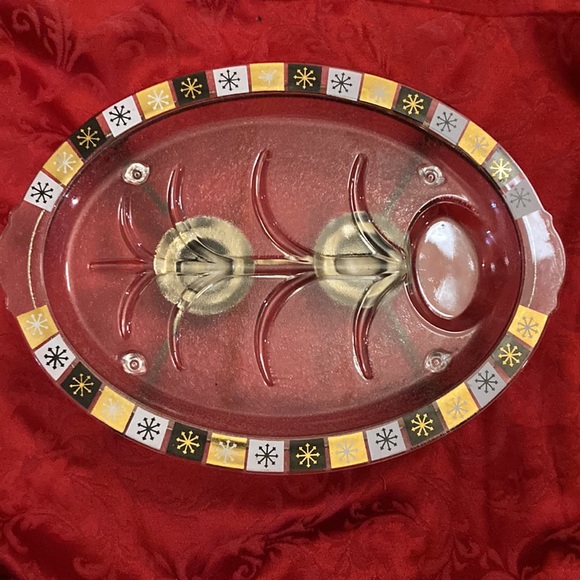 Glass tree platter 1950’s platter & warming tray - Picture 5 of 8